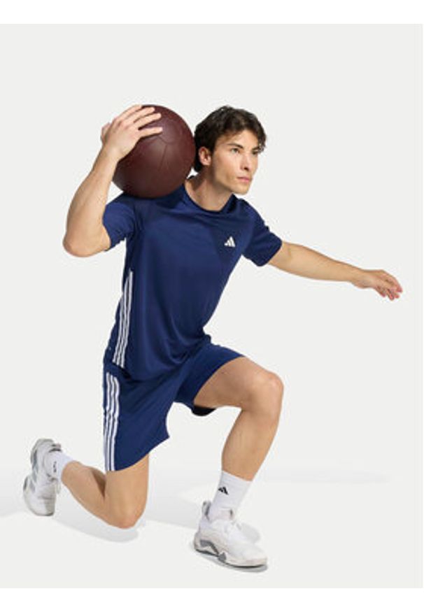 Adidas - adidas Koszulka techniczna Workout Essentials Base 3-Stripes KD0701 Granatowy Regular Fit. Kolor: niebieski. Materiał: syntetyk