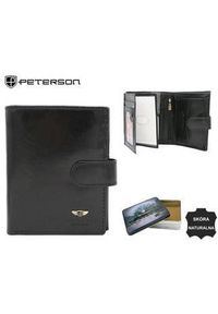 Peterson - Portfel skórzany PETERSON PTN 22309L-VT czarny. Kolor: czarny. Materiał: skóra