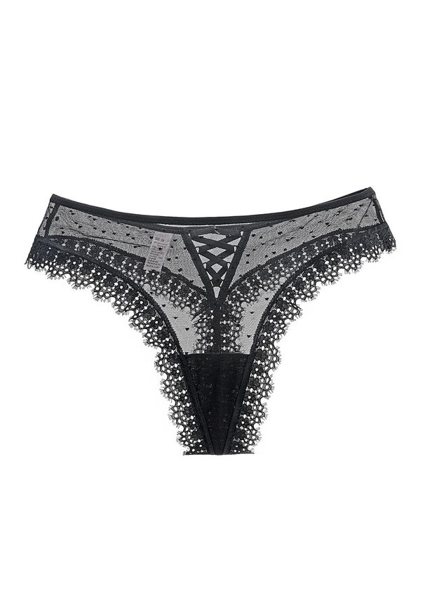 Intica - Stringi bezszwowe z koronką niewidoczne pod odzieżą Shalini. Kolor: czarny. Materiał: koronka. Wzór: koronka