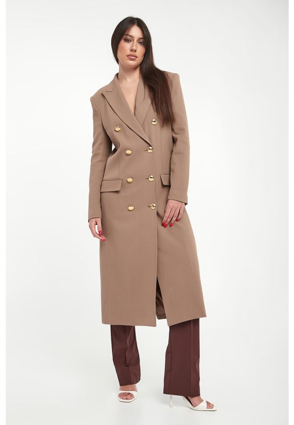 Elisabetta Franchi - Płaszcz damski z gabardyny ELISABETTA FRANCHI