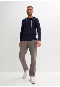 bonprix - Shirt z długim rękawem i kapturem, z bawełny organicznej. Kolor: niebieski. Materiał: bawełna. Długość rękawa: długi rękaw. Długość: długie. Wzór: paski #2