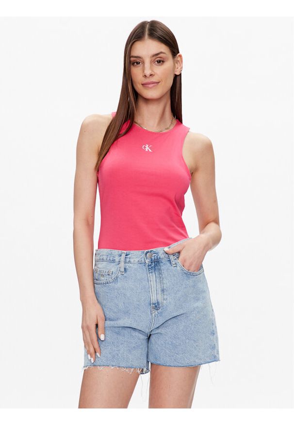 Top Calvin Klein Jeans. Kolor: różowy. Materiał: bawełna