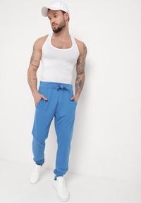 Born2be - Niebieskie Spodnie Dresowe z Wiązaniem w Pasie z Wyższym Stanem Aricasa. Stan: podwyższony. Kolor: niebieski. Materiał: dresówka #7