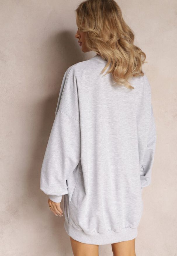 Renee - Szara Bluza Bawełniana Oversize Lufela. Kolor: szary. Materiał: bawełna. Wzór: gładki. Styl: elegancki