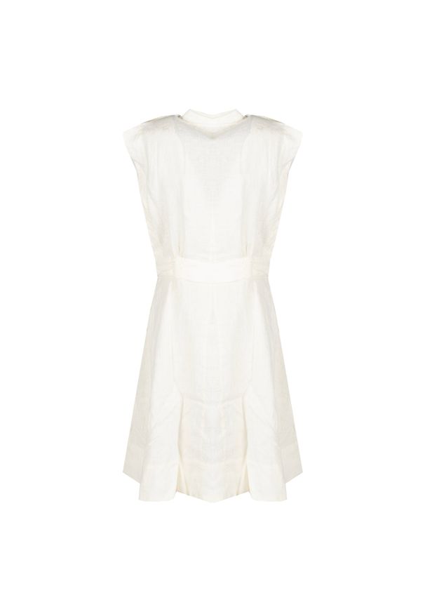 John Richmond Sukienka | HWP24036VE | Kobieta | Biały. Okazja: na co dzień. Kolor: biały. Materiał: len. Wzór: aplikacja. Sezon: wiosna, lato. Typ sukienki: proste, szmizjerki. Styl: casual, elegancki. Długość: midi