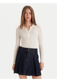 Lacoste Sweter AF4006 Écru Slim Fit. Materiał: wełna