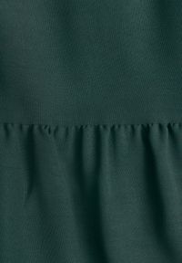 Born2be - Ciemnozielona Rozkloszowana Sukienka z Falbankami Zapinana przy Szyi Rettesa. Okazja: na co dzień. Typ kołnierza: kołnierz z falbankami. Kolor: zielony. Materiał: wiskoza. Sezon: lato. Styl: casual, elegancki #5