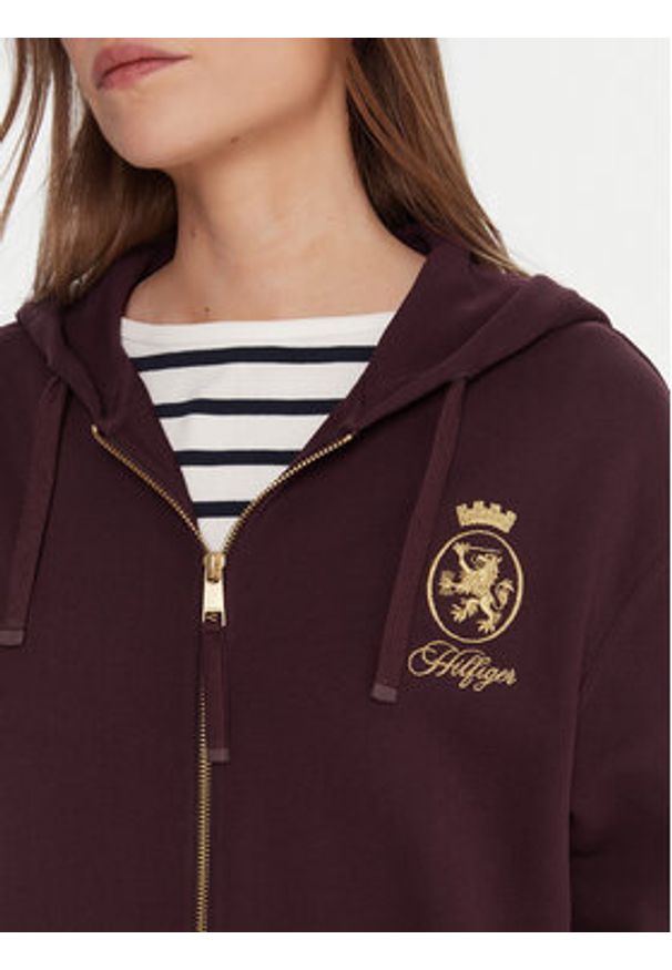 TOMMY HILFIGER - Tommy Hilfiger Bluza WW0WW46126 Bordowy Regular Fit. Kolor: czerwony. Materiał: bawełna