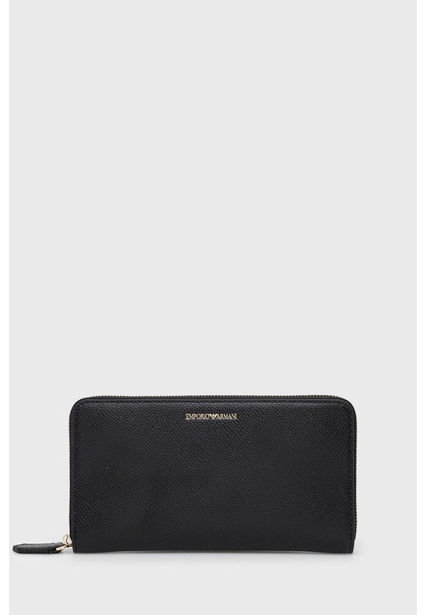 Emporio Armani - Portfel. Kolor: czarny. Materiał: materiał. Wzór: gładki