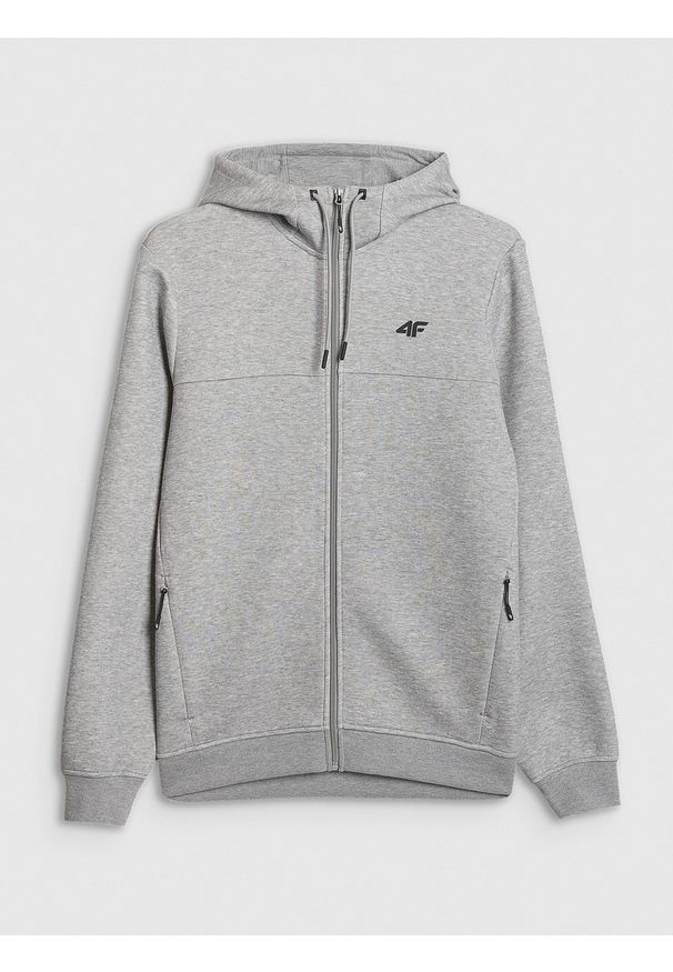 4f - 4F Bluza dresowa rozpinana z kapturem męska - szara M. Okazja: na co dzień. Typ kołnierza: kaptur. Kolor: szary. Materiał: dresówka. Styl: casual, klasyczny