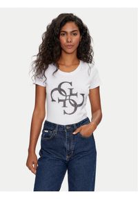 Guess T-Shirt W4YI37 J1314 Biały Regular Fit. Kolor: biały. Materiał: bawełna