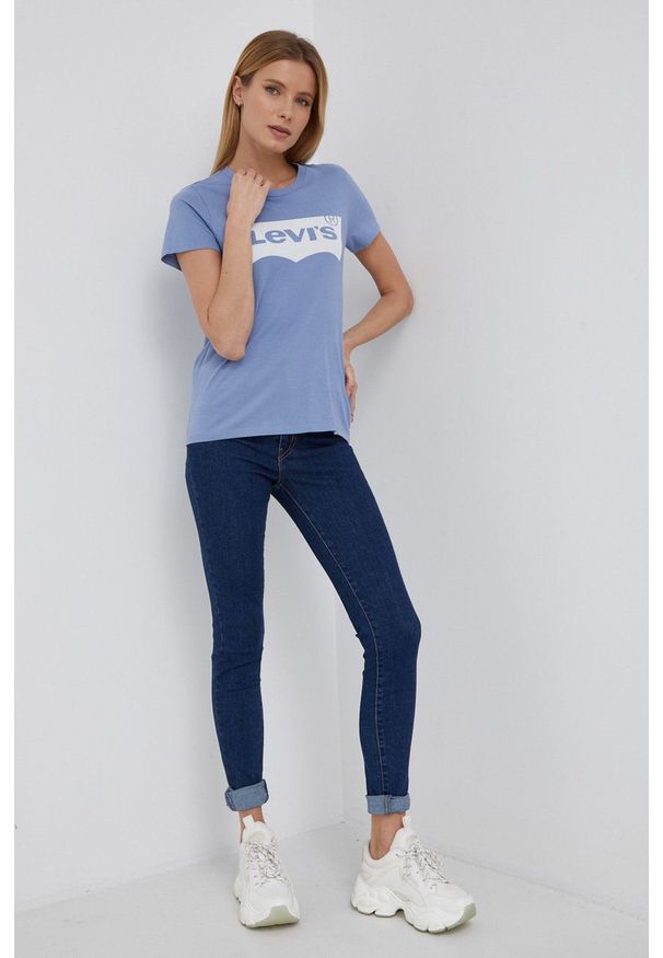 Levi's® - Levi's T-shirt. Okazja: na co dzień, na spotkanie biznesowe. Kolor: fioletowy. Materiał: dzianina. Wzór: nadruk. Styl: biznesowy, casual