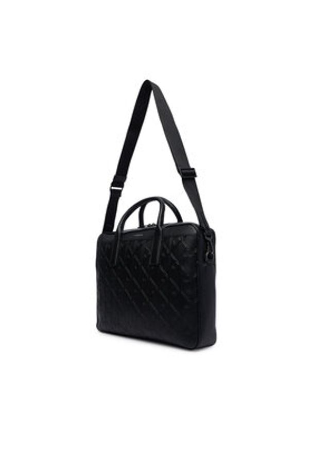 Calvin Klein Aktówka Emblem Aop Deboss LV04D3561G Czarny. Kolor: czarny. Materiał: skóra