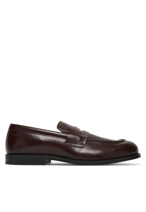 Calvin Klein Półbuty Ess Rubber Penny Loafer Pol Lth HM0HM02025 Brązowy. Kolor: brązowy. Materiał: skóra