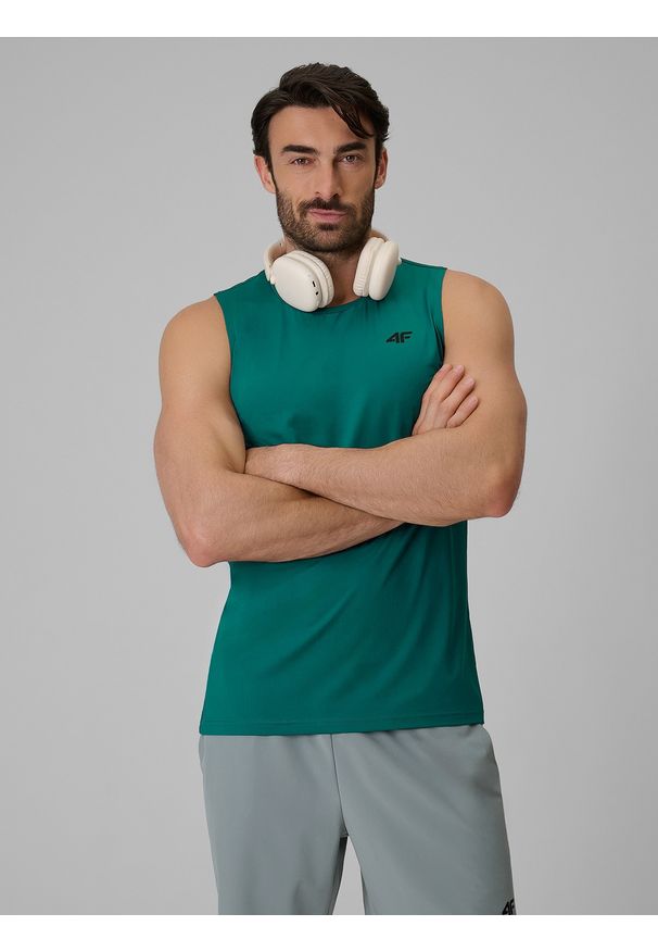 4f - 4F Koszulka treningowa regular szybkoschnąca męska - zielona XXL. Kolor: zielony. Materiał: materiał, włókno. Sport: fitness