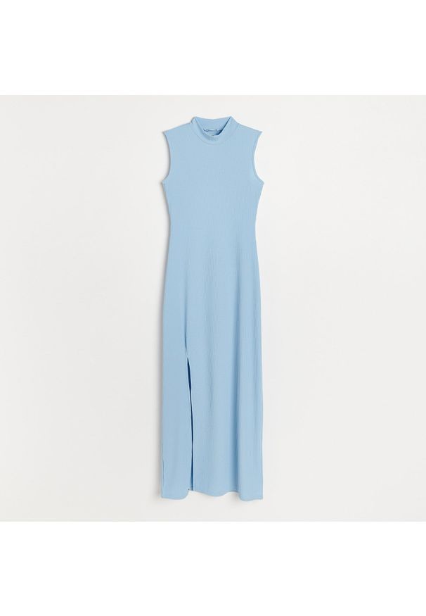 Reserved - Sukienka z prążkowanej dzianiny - Niebieski. Kolor: niebieski. Materiał: dzianina, prążkowany