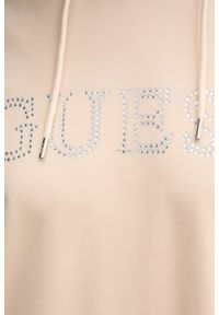 Guess - GUESS Beżowa damska długa welurowa bluza Couture, Rozmiar S. Kolor: beżowy. Materiał: welur. Długość: długie #6