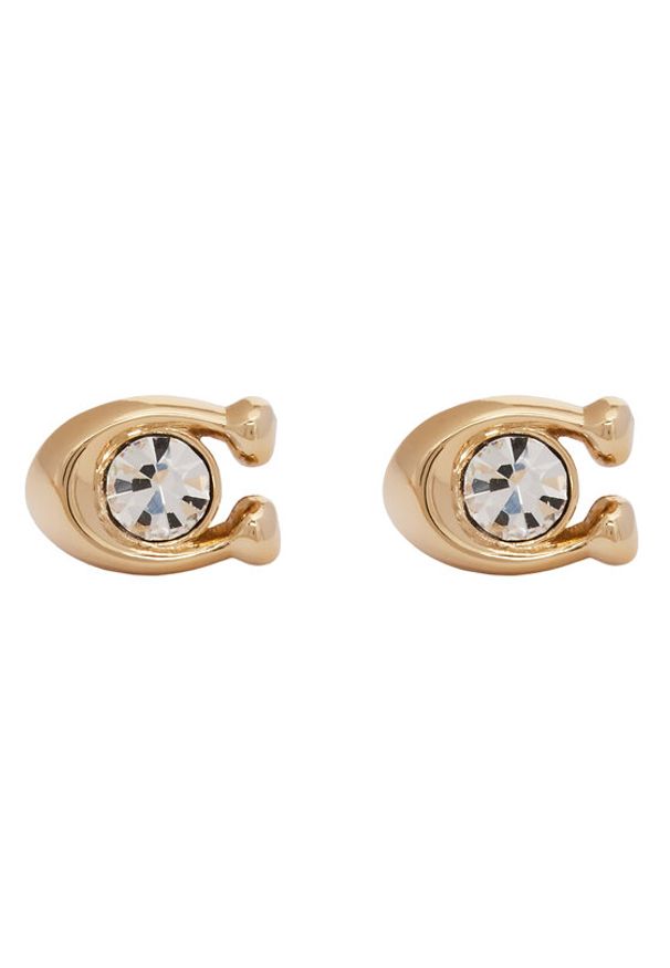 Coach Kolczyki Signature Stone Stud Earrings 37440614GLD110 Złoty. Materiał: metalowe. Kolor: złoty