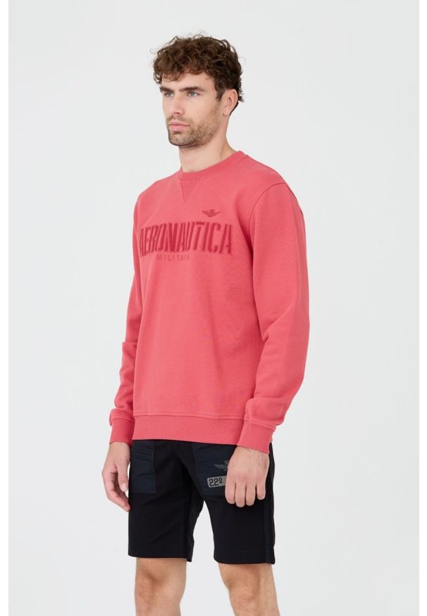 Aeronautica Militare - AERONAUTICA MILITARE Różowa męska bluza, Rozmiar XXL. Typ kołnierza: bez kaptura. Kolor: różowy