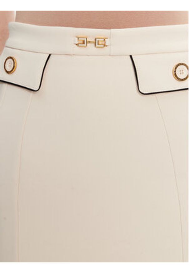 Elisabetta Franchi Spódnica mini GO-T03-51E2 Écru Regular Fit. Materiał: syntetyk