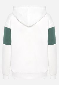 Born2be - Biało-Zielona Bawełniana Bluza Zakładana Przez Głowę z Kapturem Getella. Typ kołnierza: kaptur. Kolor: zielony. Materiał: bawełna #2