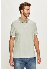 Calvin Klein - Polo. Typ kołnierza: polo. Kolor: zielony. Materiał: bawełna, dzianina. Długość: krótkie. Wzór: gładki #1