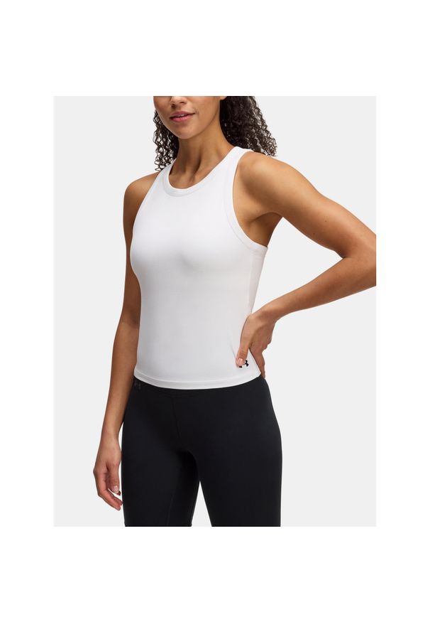 Top treningowy damski Under Armour Motion High Neck Tank. Kolor: biały. Sport: fitness