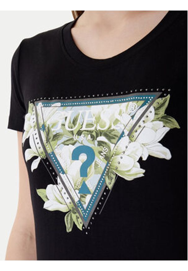 Guess T-Shirt W6RI35 J1314 Czarny Slim Fit. Kolor: czarny. Materiał: bawełna