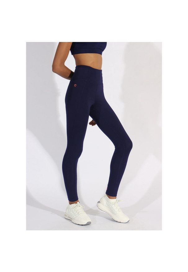 POWERLAYER - Ekologiczne Legginsy Damskie - Eco Navy 2XS. Kolor: niebieski. Materiał: poliester. Sport: fitness