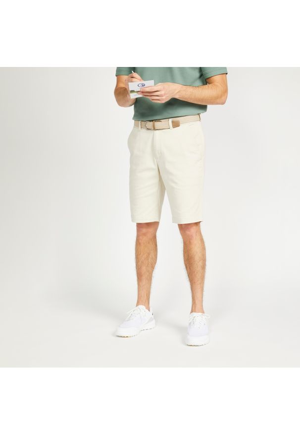 INESIS - Spodenki do golfa chino męskie Inesis MW500. Kolor: beżowy. Materiał: bawełna, materiał, poliester, elastan. Sport: golf