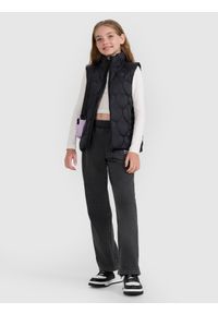 4f - 4F Bezrękawnik puchowy z wypełnieniem syntetycznym dziewczęcy - czarny 164 (13-14 lat). Okazja: na spacer, na co dzień. Kolor: czarny. Materiał: puch, syntetyk. Długość rękawa: bez rękawów. Sezon: lato. Styl: casual, klasyczny #2