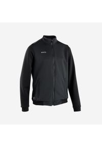 KIPSTA - Bluza treningowa do piłki nożnej dla dzieci Kipsta Essential. Typ kołnierza: komin. Kolor: wielokolorowy, czarny, szary. Materiał: tkanina, elastan, prążkowany, materiał, poliester. Sport: fitness, piłka nożna #2