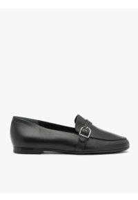 Ryłko - Czarne mokasyny ze skóry licowej z paskiem. Okazja: na co dzień. Zapięcie: pasek. Kolor: czarny. Materiał: skóra. Styl: casual, street #1