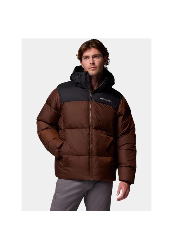 columbia - Płaszcz Zimowy Męski Columbia Puffect II. Kolor: wielokolorowy, brązowy, czarny. Materiał: poliester, nylon. Sezon: zima. Styl: sportowy
