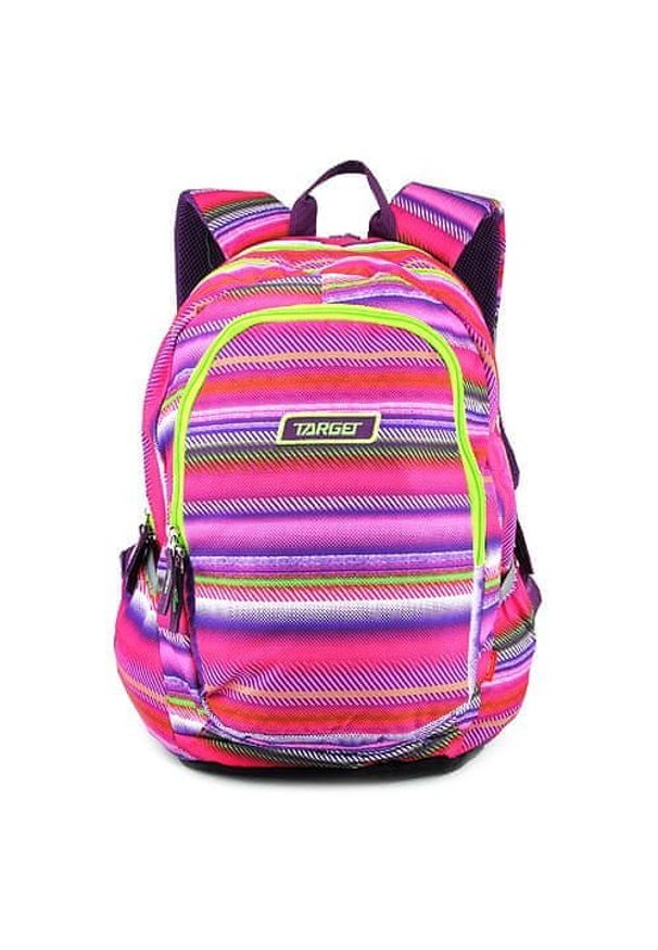 Target Plecak docelowy dla studentów, Kolorowe paski, różowo-zielony. Kolor: różowy, wielokolorowy, zielony. Wzór: paski, kolorowy. Styl: młodzieżowy