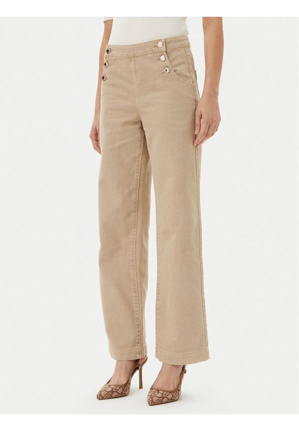 Morgan Spodnie materiałowe 251-PICHAK Beżowy Wide Leg. Kolor: beżowy. Materiał: bawełna
