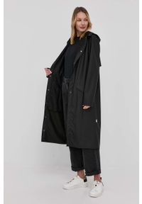 Rains kurtka 18360 Longer Jacket kolor czarny przejściowa. Okazja: na co dzień. Kolor: czarny. Materiał: materiał. Styl: casual #4
