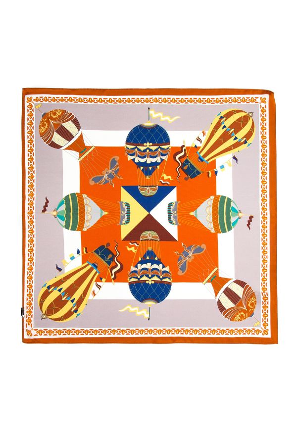 Wittchen - Damska apaszka jedwabna we wzory. Okazja: na spotkanie biznesowe. Kolor: biały, wielokolorowy, pomarańczowy. Materiał: jedwab. Wzór: gładki. Sezon: lato. Styl: elegancki, biznesowy