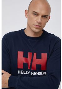 Helly Hansen Bluza bawełniana męska kolor granatowy gładka. Okazja: na co dzień. Kolor: niebieski. Materiał: bawełna. Wzór: gładki. Styl: casual