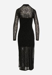 Born2be - Czarna Dopasowana Sukienka Koktajlowa z Wiskozą z Welurowym Wzorem Kwiatów Alerre. Okazja: na co dzień. Kolor: czarny. Materiał: welur, wiskoza. Długość rękawa: na ramiączkach. Wzór: kwiaty. Styl: wizytowy #4