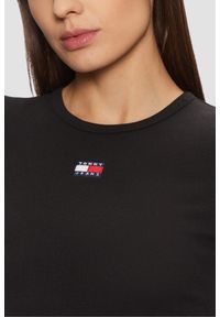 Tommy Jeans - TOMMY JEANS Czarny longsleeve damski, Rozmiar M. Kolor: czarny. Długość rękawa: długi rękaw #4