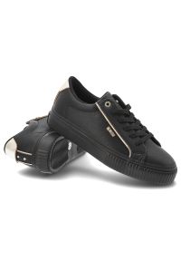 Big-Star - Czarne Sneakersy Big Star Modne Obuwie Damskie. Okazja: na co dzień. Zapięcie: sznurówki. Kolor: czarny. Materiał: materiał #5