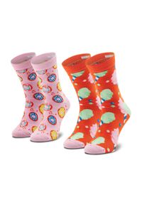 Happy-Socks - Zestaw 2 par wysokich skarpet dziecięcych HAPPY SOCKS - KCOC02-2900 Pomarańczowy. Kolor: pomarańczowy. Materiał: elastan, poliamid, materiał, bawełna #1