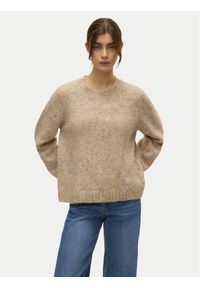Vero Moda Sweter Ingrid 10331365 Beżowy Regular Fit. Kolor: beżowy. Materiał: syntetyk