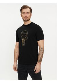 Karl Lagerfeld - KARL LAGERFELD T-Shirt 755054 542221 Czarny Regular Fit. Typ kołnierza: dekolt w karo. Kolor: czarny. Materiał: bawełna #1
