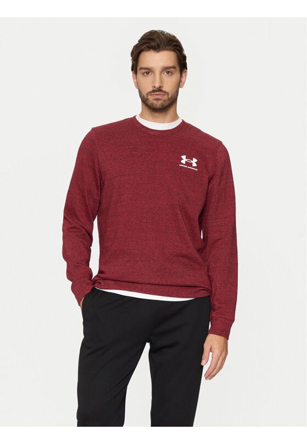 Under Armour Bluza Ua Rival Terry 1370404 Bordowy Relaxed Fit. Kolor: czerwony. Materiał: bawełna