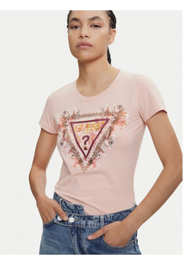 Guess T-Shirt W5YI08 J1314 Pomarańczowy Regular Fit. Kolor: pomarańczowy. Materiał: bawełna