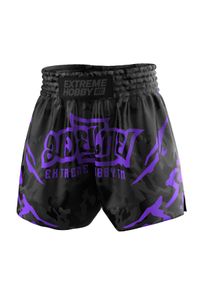 Spodenki Muay Thai męskie EXTREME HOBBY BLACK PANTHER. Kolor: fioletowy, czarny, wielokolorowy. Materiał: poliester