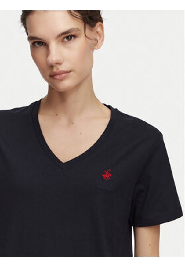 Beverly Hills Polo Club T-Shirt P-SS26W-TS516518 Granatowy Regular Fit. Typ kołnierza: polo. Kolor: niebieski. Materiał: bawełna