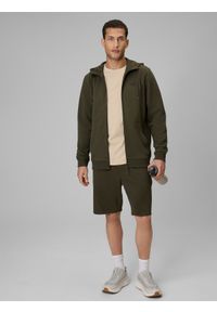 4f - 4F Spodenki dresowe męskie - khaki XL. Kolor: brązowy, oliwkowy, wielokolorowy. Materiał: dresówka. Sport: turystyka piesza, fitness #1